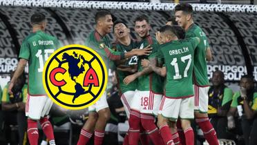 Selección Mexicana festejando su gol en Copa Oro (Fuente: Mundo Deportivo)