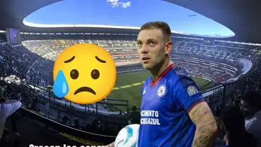 Carlos Rotondi en el Estadio Azteca, emoji triste/La Máquina Celeste
