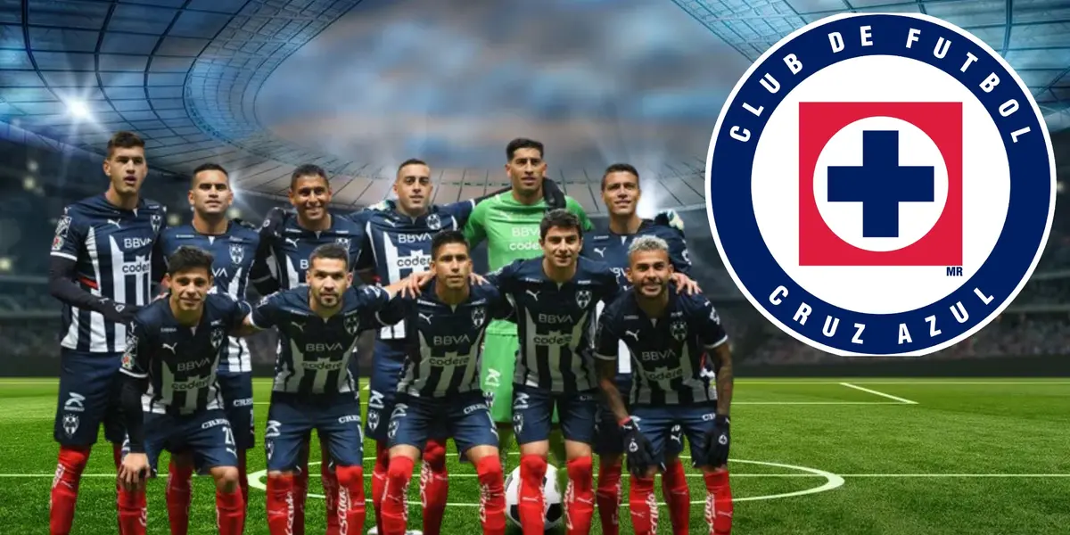 Equipo de Monterrey y el escudo de Cruz Azul/FOTO La Máquina Celeste