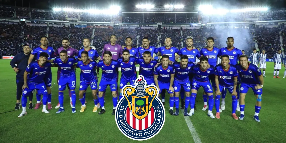 Equipo oficial de Cruz Azul 2024, más logo de Chivas/La Máquina Celeste