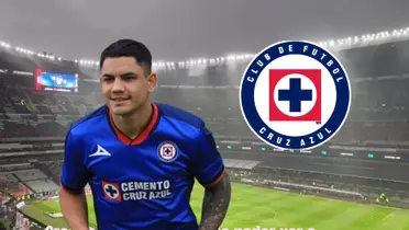 Gabriel Fernández en el Estadio Azteca, logo de Cruz Azul/La Máquina Celeste