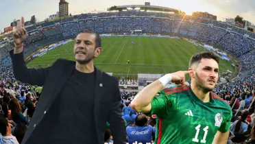 Jaime Lozano con Santiago Giménez en el Estadio Azul/La Máquina Celeste