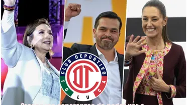 Maynez, Xóchitl y Sheibaun en la portada con logo de Toluca