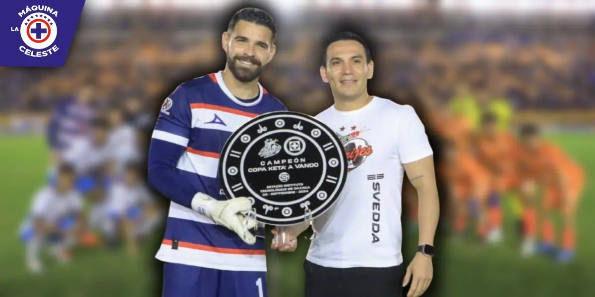 Andrés Gudiño con la Copa Keta’a Vando (Fuente: Cruz Azul)