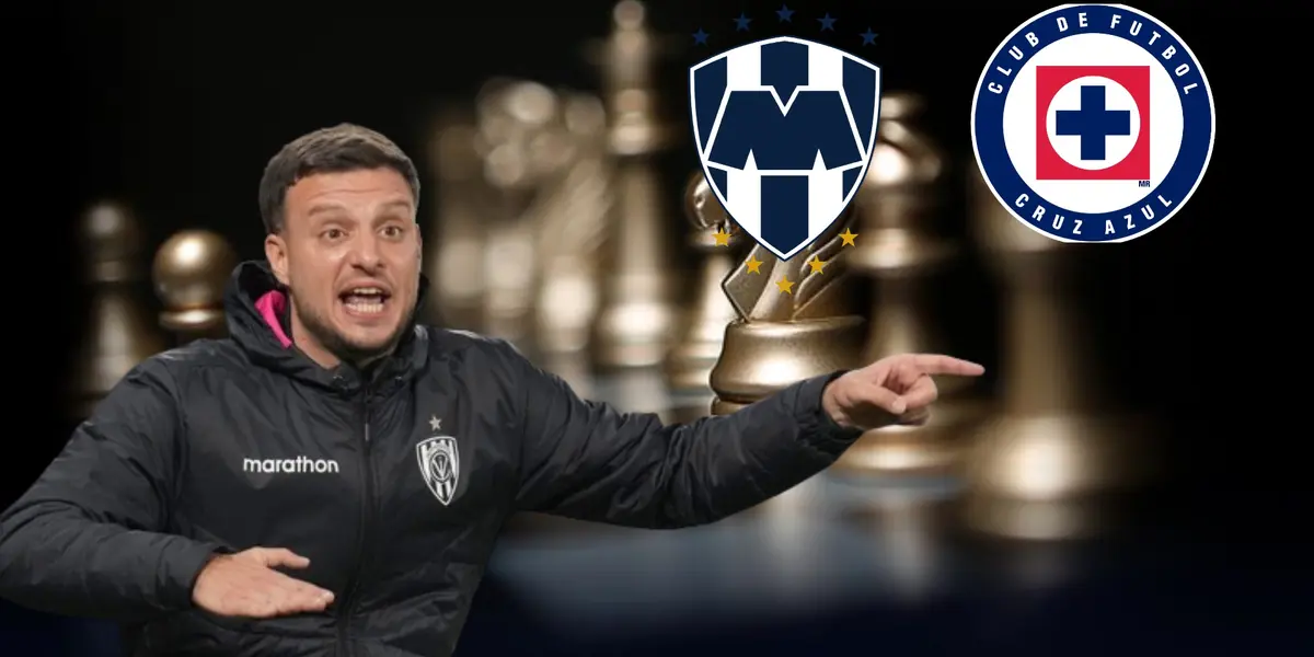 Anselmi, con los escudos de Monterrey y de Cruz Azul/FOTO La Máquina Celeste