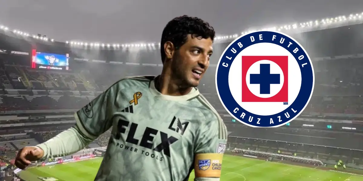 Carlos Vela en el Estadio Azteca, escudo de Cruz Azul