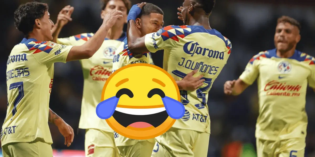 Club América celebrando gol, emoji de risa/La Máquina Celeste