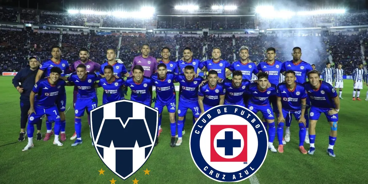 Cruz Azul alineación, escudos de Monterrey y Cruz Azul