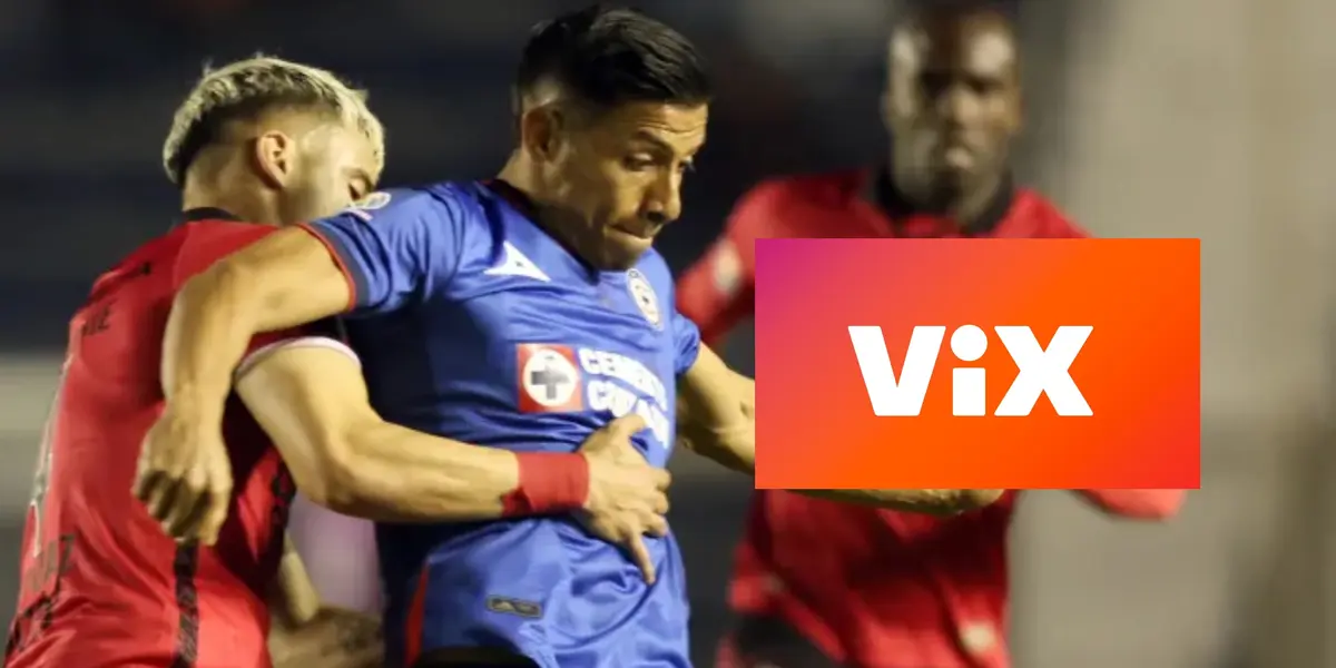 Cruz Azul enfrentando a Tijuana, logo de Vix/La Máquina Celeste