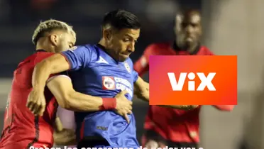 Cruz Azul enfrentando a Tijuana, logo de Vix/La Máquina Celeste