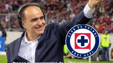 David Medrano y el escudo de Cruz Azul/La Máquina Celeste