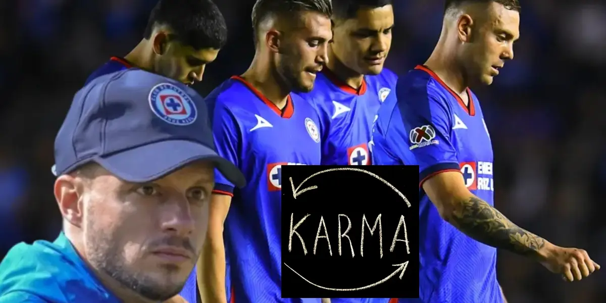 Equipo de Cruz Azul con Martín Anselmi y sello de karma/ Foto: EFutbol México