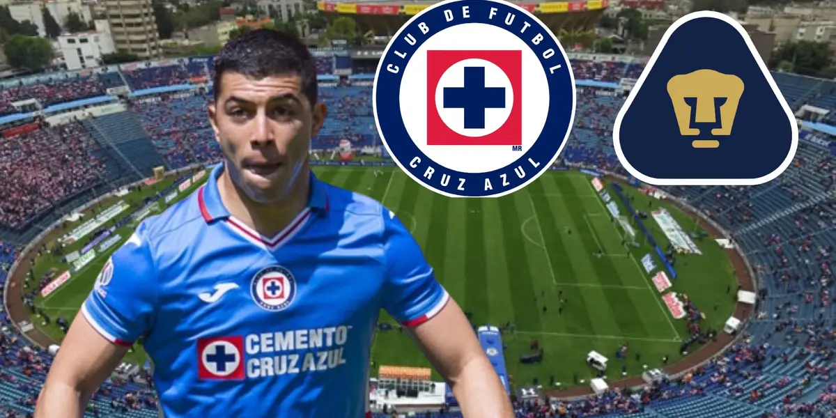 ErikLira con los escudos de Cruz Azul y Pumas/FOTO La Máquina Celeste