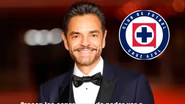 Eugenio Derbez con el escudo de Cruz Azul/La Máquina Celeste