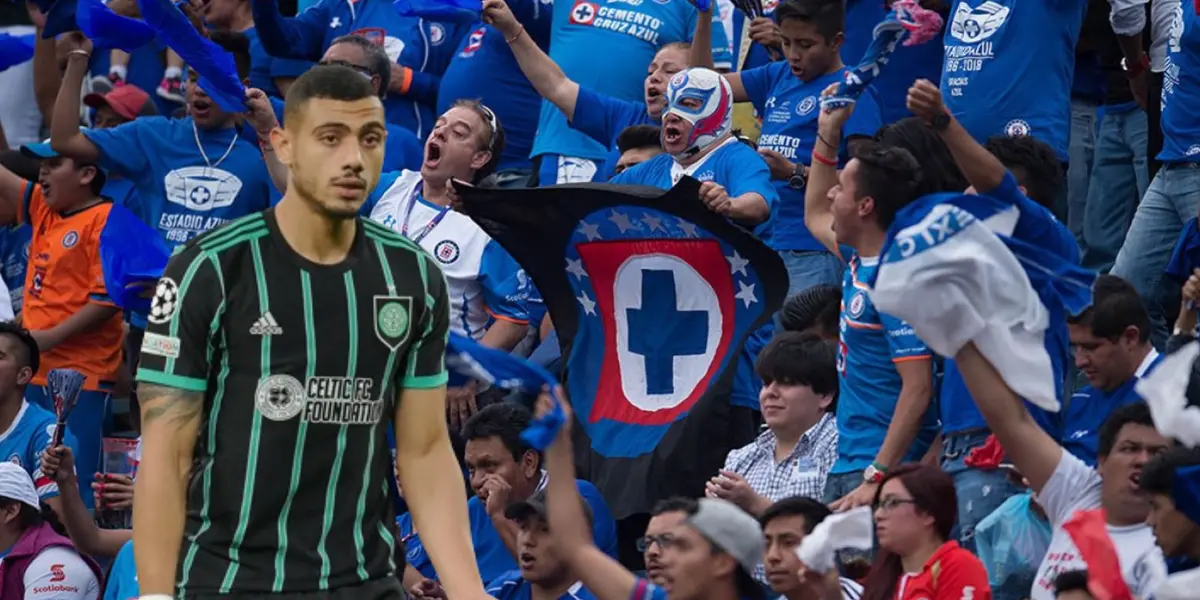 Giakoumakis con la afición de Cruz Azul/La Máquina Celeste