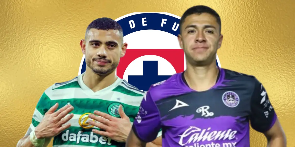 Giakoumakis y Andrés Montaño con el logo de Cruz Azul detrás/La Máquina Celeste