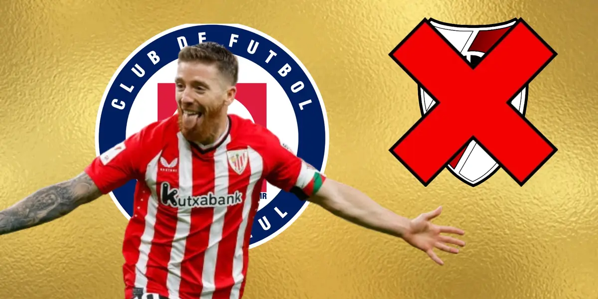 Iker Muniain, con los logos de Cruz Azul y River Plate