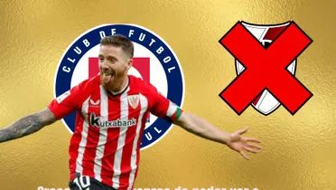 Iker Muniain, con los logos de Cruz Azul y River Plate