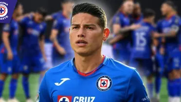 Ilustración de James Rodríguez con la playera de Cruz Azul (Fuente: GROK)