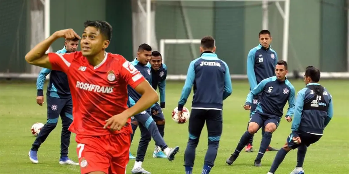 JuanPablo Domínguez celebrando gol, Cruz Azul entrenamiento/FOTO:Toluca-Cruz Azul