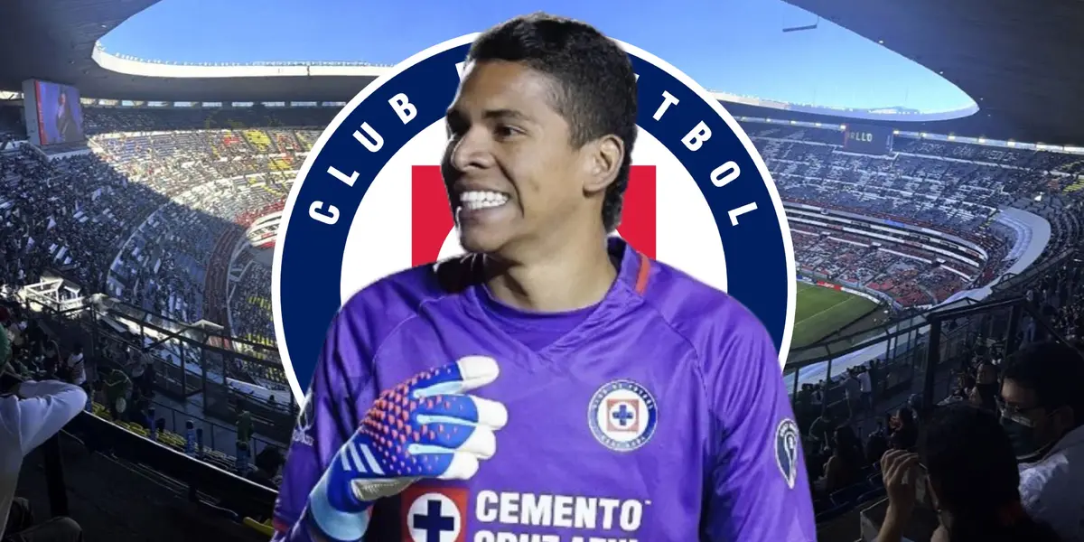 Kevin Mier y el escudo de Cruz Azul/La Máquina Celeste