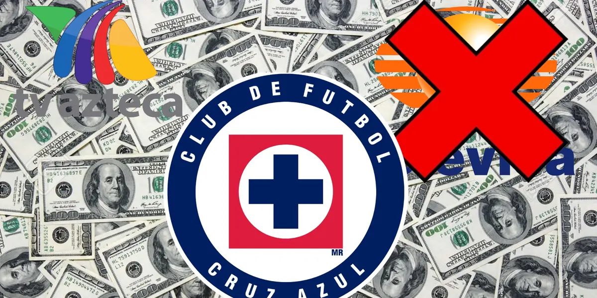 Logo de Cruz Azul, logo de TV Azteca. Televisa tachado/La Máquina Celeste