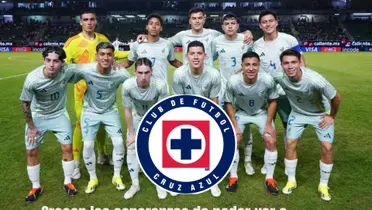 México sub-23 con el escudo de Cruz Azul en medio/La Máquina Celeste